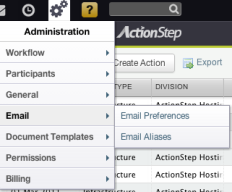 Administration - Email - Email Preferences Menu